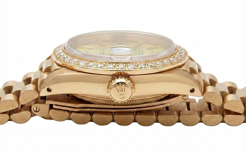 Lunetta con diamanti Quadrante a bastoncino champagne Orologio Rolex Datejust Presidenziale