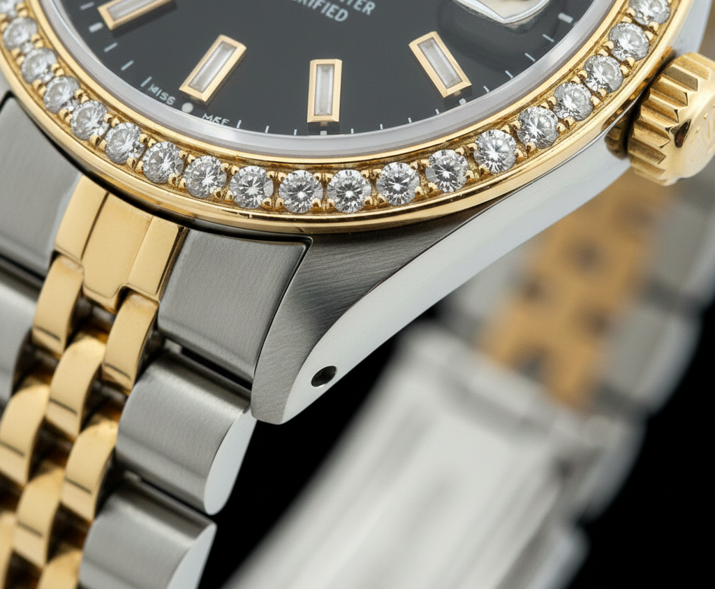 Lunetta con diamanti Rolex Datejust Orologio da donna Quadrante giubileo Acciaio inossidabile e oro