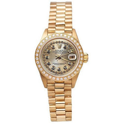 Lunetta con diamanti Rolex Datejust modello presidente stile orologio quadrante a doppia fila