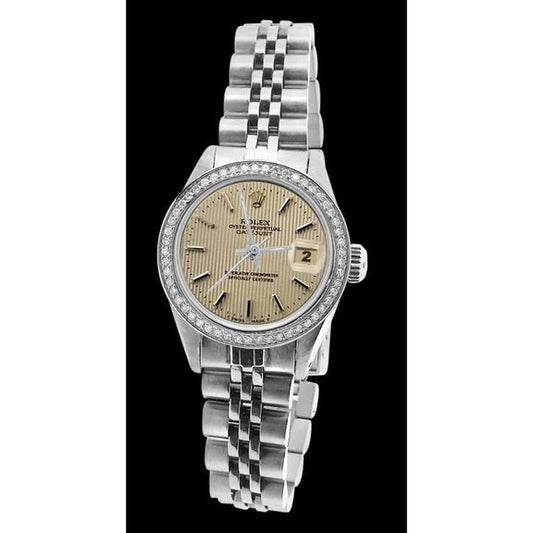 Lunetta con diamanti Ss Tapestry Stick Dial Orologio Rolex da donna Datejust