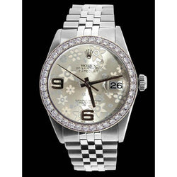 Lunetta con diamanti e quadrante a forma di fiore Datejust Rolex in acciaio inossidabile con regolazione rapida Orologio da uomo