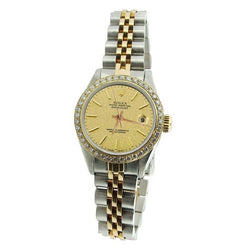 Lunetta con diamanti giubileo Acciaio inossidabile e oro Rolex Datejust quadrante a bastone da donna