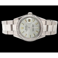 Lunetta con diamanti in acciaio inossidabile ostrica Quadrante bianco a bastoncino Orologio Rolex Datejust IMPOSTAZIONE RAPIDA