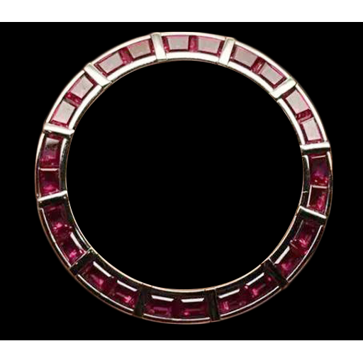 Lunetta in acciaio inossidabile con rubino da 3 carati con barre per adattarsi all'orologio Rolex da 36 mm