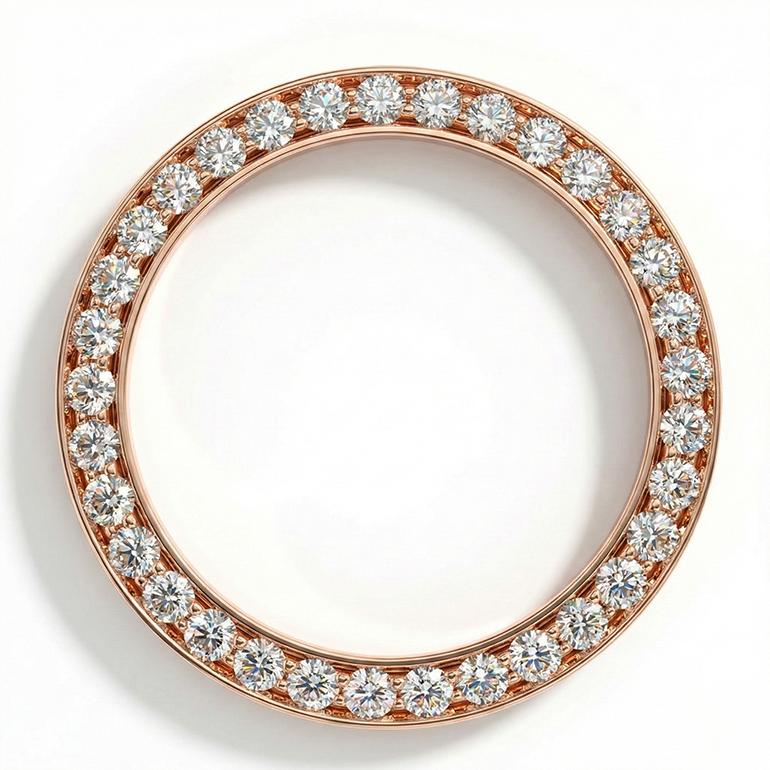 Lunetta in oro rosa 18K con diamanti F VVS1 da 4,5 carati, adatta per orologio Rolex Datejust da 40 mm