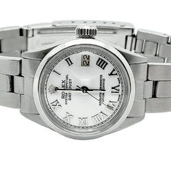 Lunetta liscia quadrante romano bianco Rolex Datejust orologio da donna Ostrica in acciaio inossidabile