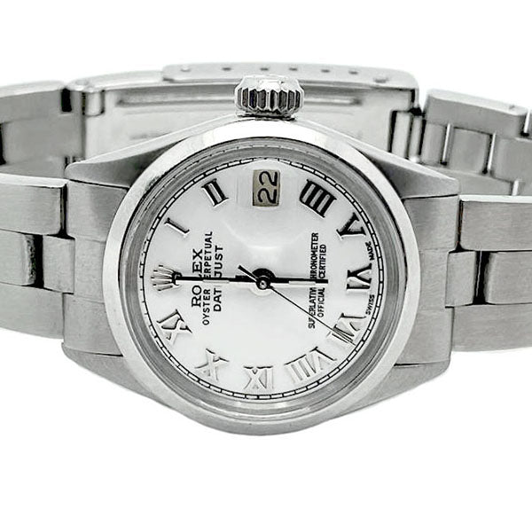 Lunetta liscia quadrante romano bianco Rolex Datejust orologio da donna Ostrica in acciaio inossidabile