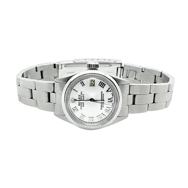Lunetta liscia quadrante romano bianco Rolex Datejust orologio da donna Ostrica in acciaio inossidabile