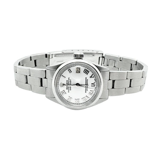 Lunetta liscia quadrante romano bianco Rolex Datejust orologio da donna Ostrica in acciaio inossidabile