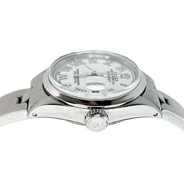 Lunetta liscia quadrante romano bianco Rolex Datejust orologio da donna Ostrica in acciaio inossidabile