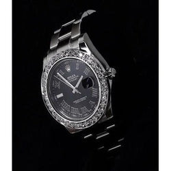 Lunetta personalizzata con diamanti Datejust Ii Orologio Rolex Bracciale ostrica Quadrante nero