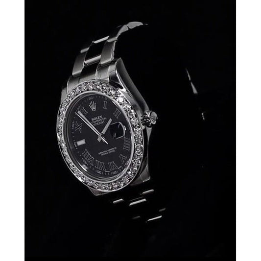 Lunetta personalizzata con diamanti Datejust Orologio Rolex Bracciale
