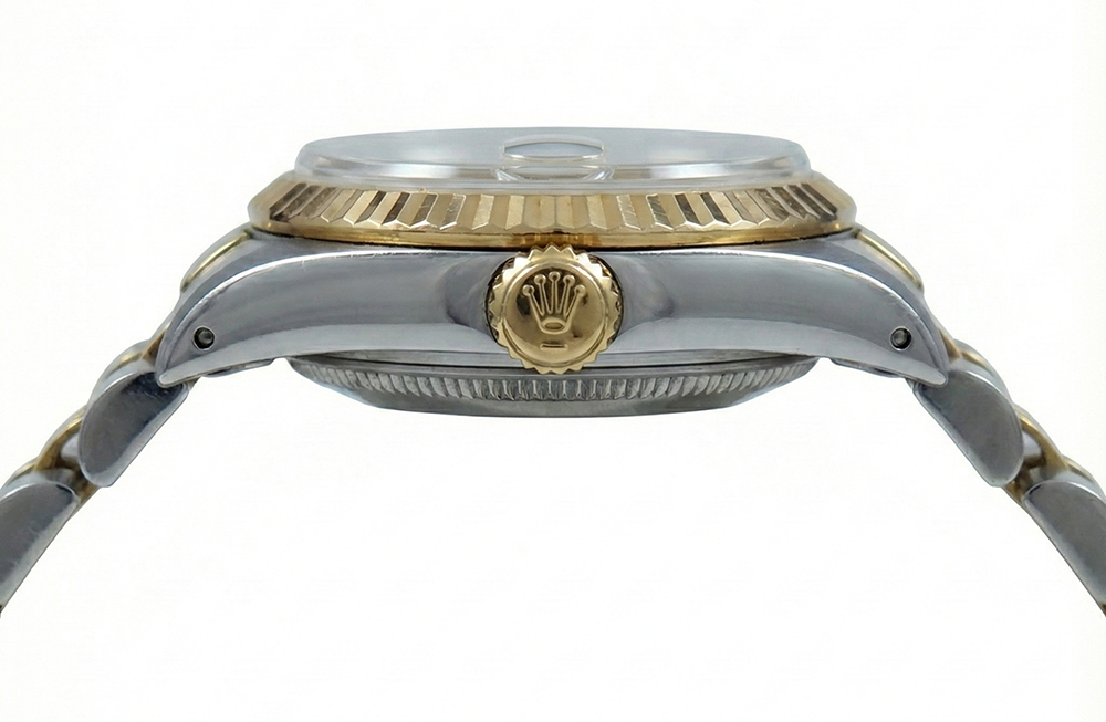 Lunetta scanalata champagne quadrante a bastone Rolex Date orologio da donna giubileo