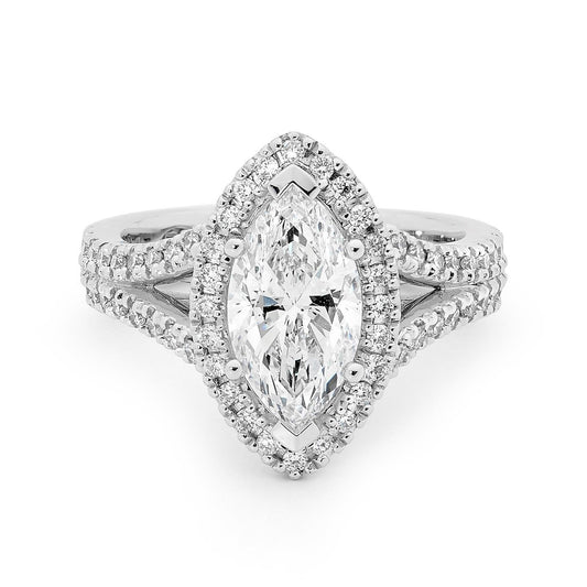 Marchese E Tondo 3 Ct. Anello Con Genuino Diamante Aureo
