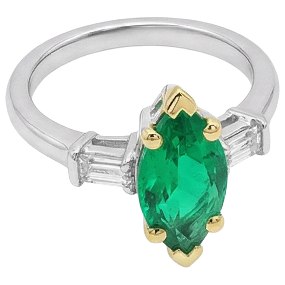 Elegante Smeraldo Fine Anello con Gemma 3,50 carati – vista laterale