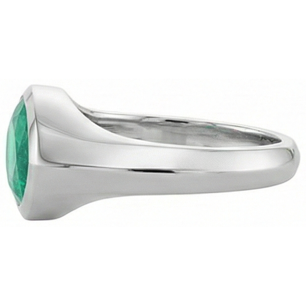 Anello con Gemma Oro 14 Carati Bianco con Smeraldo Colombiano – vista profilo