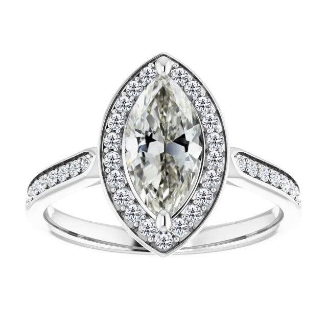 Taglio Marquise Brillante anello in Oro Bianco 14K – vista principale