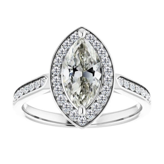 Taglio Marquise Brillante anello in Oro Bianco 14K – vista principale