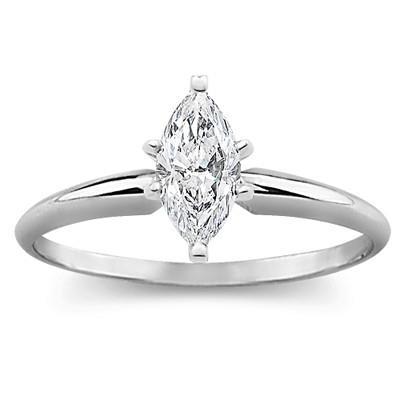 Marquise Cut Solitaire 1.10 Carats Genuino Diamond Ring White Gold 14K