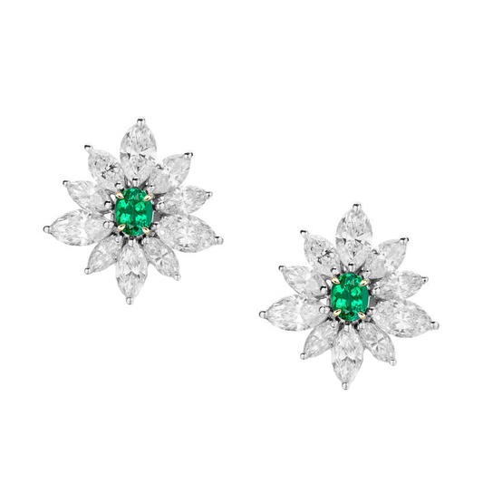 Smeraldo Ovale Gemstone Earring in Oro 14 Carati Bicolore – vista principale