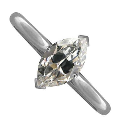 Taglio Marquise Diamante anello in Oro 14 Carati Bianco – vista principale