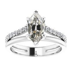 Cuscino Antico Diamante Anello Solitario con Accenti 1 carati