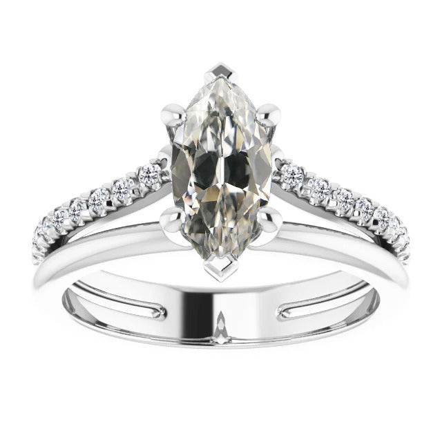 Diamante Anello Solitario con Accenti – vista principale