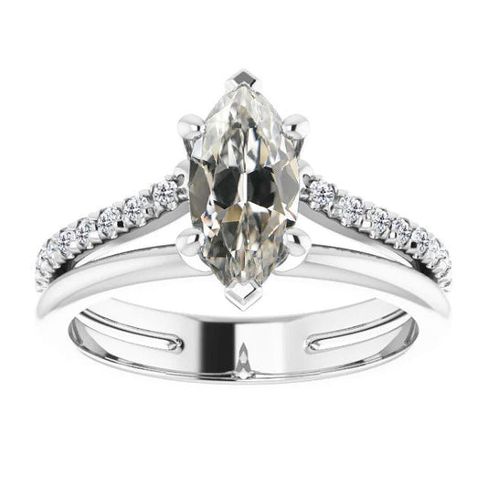 Diamante Anello Solitario con Accenti – vista principale