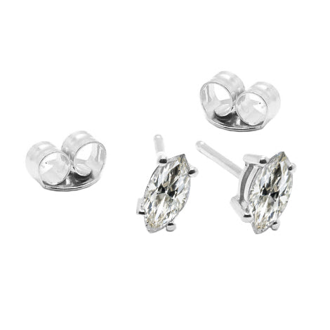 Orecchini a Lobo Oro 14 Carati Bianco con Diamante – vista principale