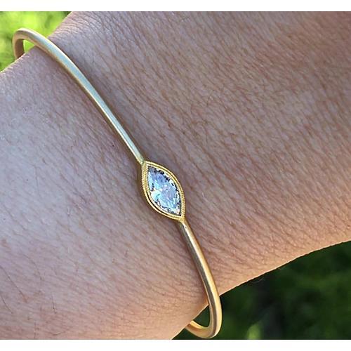 Marquise Genuino Diamond Bangle Bezel Set 1 Carato Oro Giallo 14K