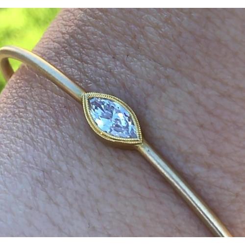 Marquise Genuino Diamond Bangle Bezel Set 1 Carato Oro Giallo 14K