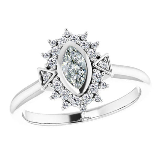 Brillante Anello di Fidanzamento Halo 1-carati Oro 14 Carati Bianco – vista principale
