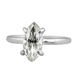 Oro 14 Carati Bianco Old European Diamante Fine Solitario di