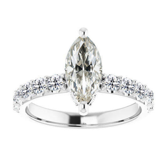 Marquise Brillante anello in Oro 14 Carati Bianco – vista principale