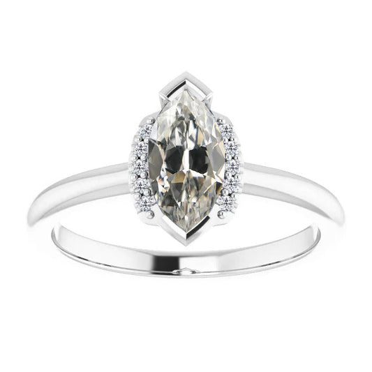 Diamante Anello di Fidanzamento Halo 1 carati Oro Bianco 14K – vista principale