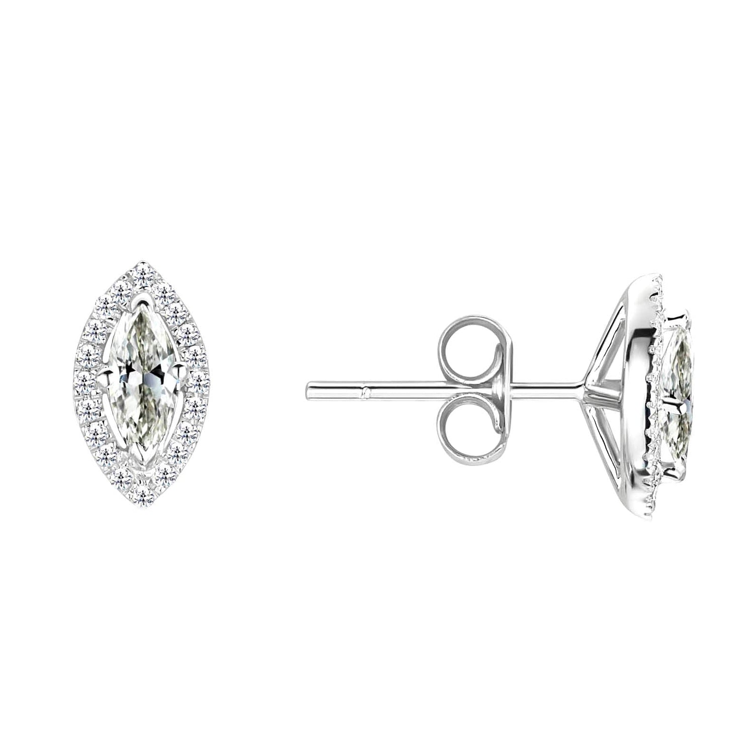 Diamante Fine Marquise Orecchini Pendenti in Oro Bianco 14K – vista principale