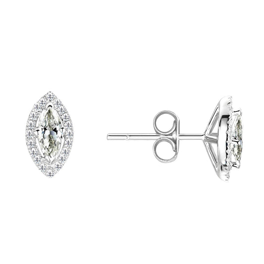 Diamante Fine Marquise Orecchini Pendenti in Oro Bianco 14K – vista principale