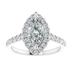 Diamante taglio Taglio Marquise Anello Halo 1 carati – Oro 14