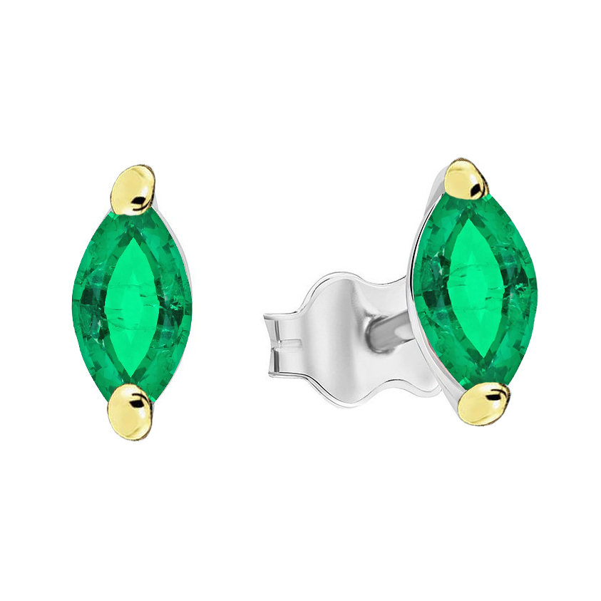 Smeraldo Colombiano Gemstone Earring 2-carati Oro Due Toni 14K – vista principale