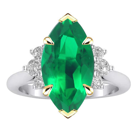 Marquise Smeraldo Colombiano anello in Oro Due Toni 14K – vista principale