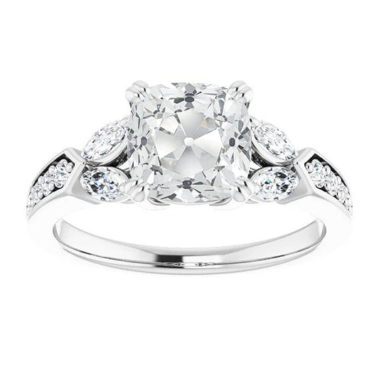 Brillante Anello Solitario con Accenti 5,50-carati Oro Bianco 14K – vista principale