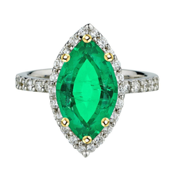 Sofisticato Smeraldo Colombiano Anello Pietra Colorata 3,50