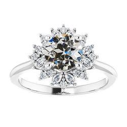 Marquise & Il Giro Halo Anello Con Naturale Diamanti A Taglio Antico Stile Stella 5,50 Carati