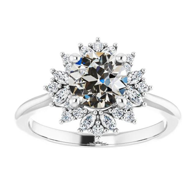 Marquise & Il Giro Halo Anello Con Naturale Diamanti A Taglio Antico Stile Stella 5,50 Carati