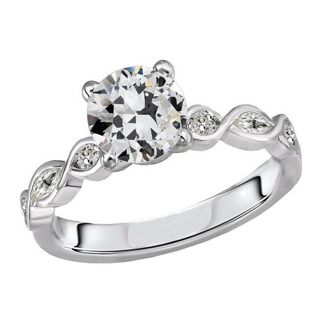 Marquise & Il Giro Old Mine Cut Naturale Diamante Ring Infinity Style 3,50 Carati