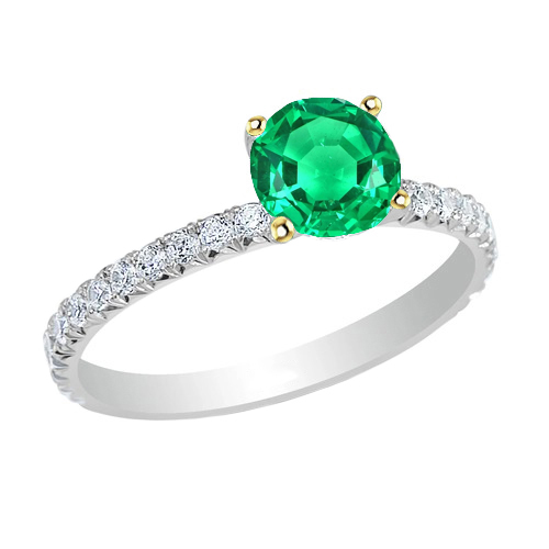Smeraldo Fine Anello Pietra Colorata 2-carati Oro 14 Carati Bicolore – vista principale