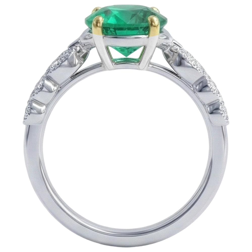 Anello con Pietra Preziosa Oro 14 Carati Bicolore con Smeraldo – vista dall'alto
