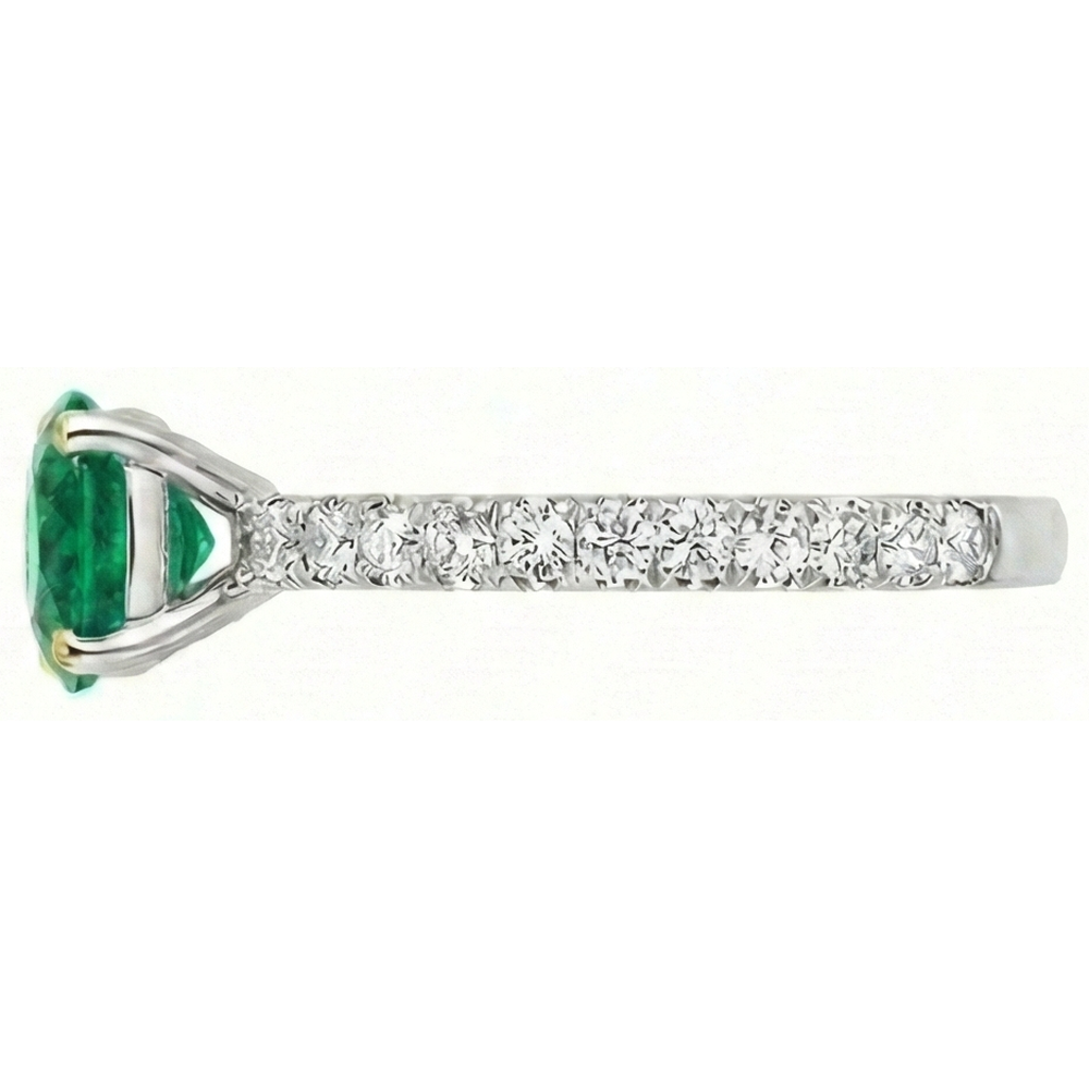 Smeraldo Fine Anello Pietra Colorata 2 carati Oro 14 Carati Bicolore – vista profilo
