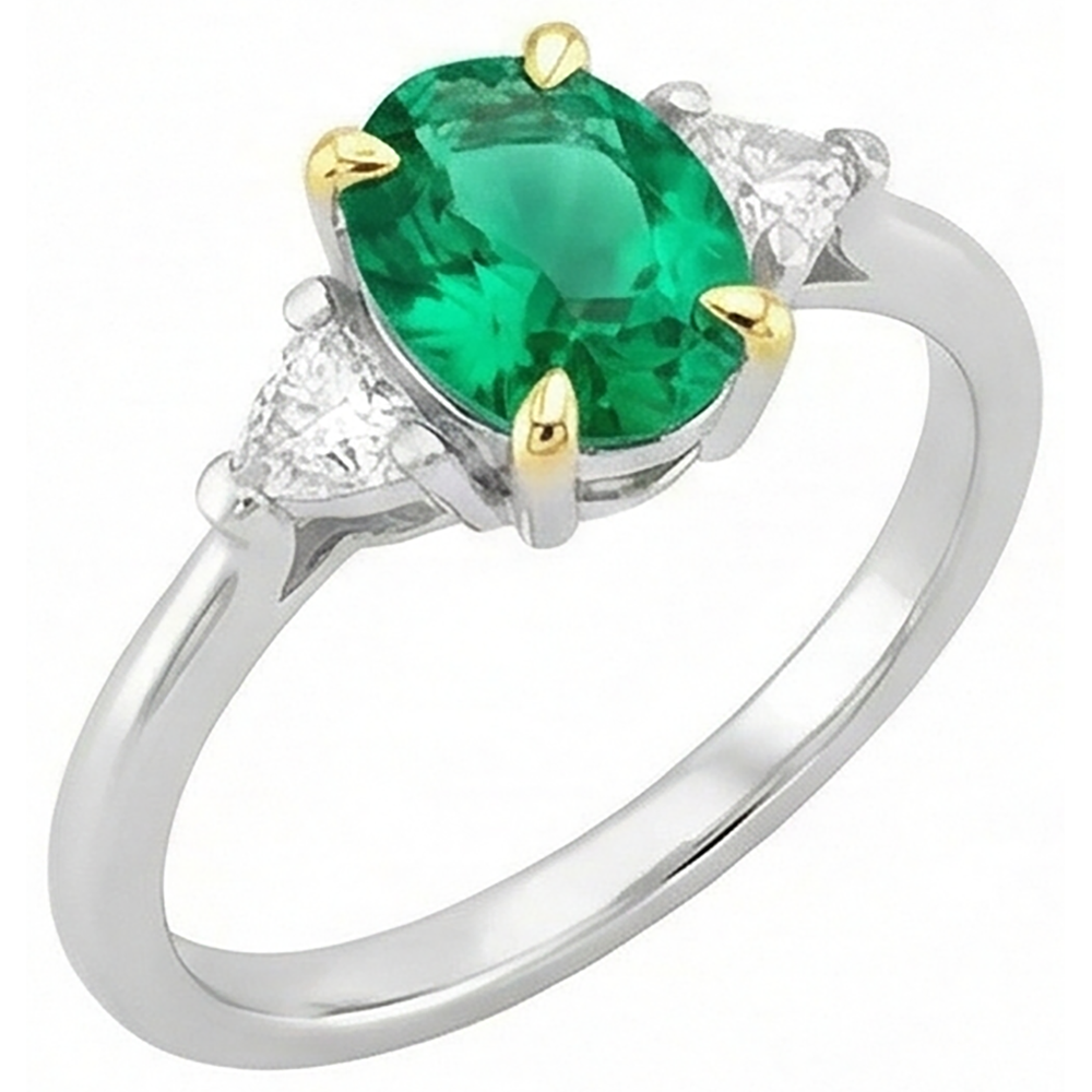 Smeraldo Fine Anello Pietra Colorata 2-carati Oro 14 Carati Bicolore – vista angolare