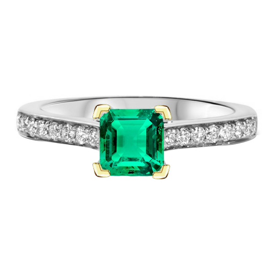 Taglio a Gradini Smeraldo anello in Oro Due Toni 14K – vista principale